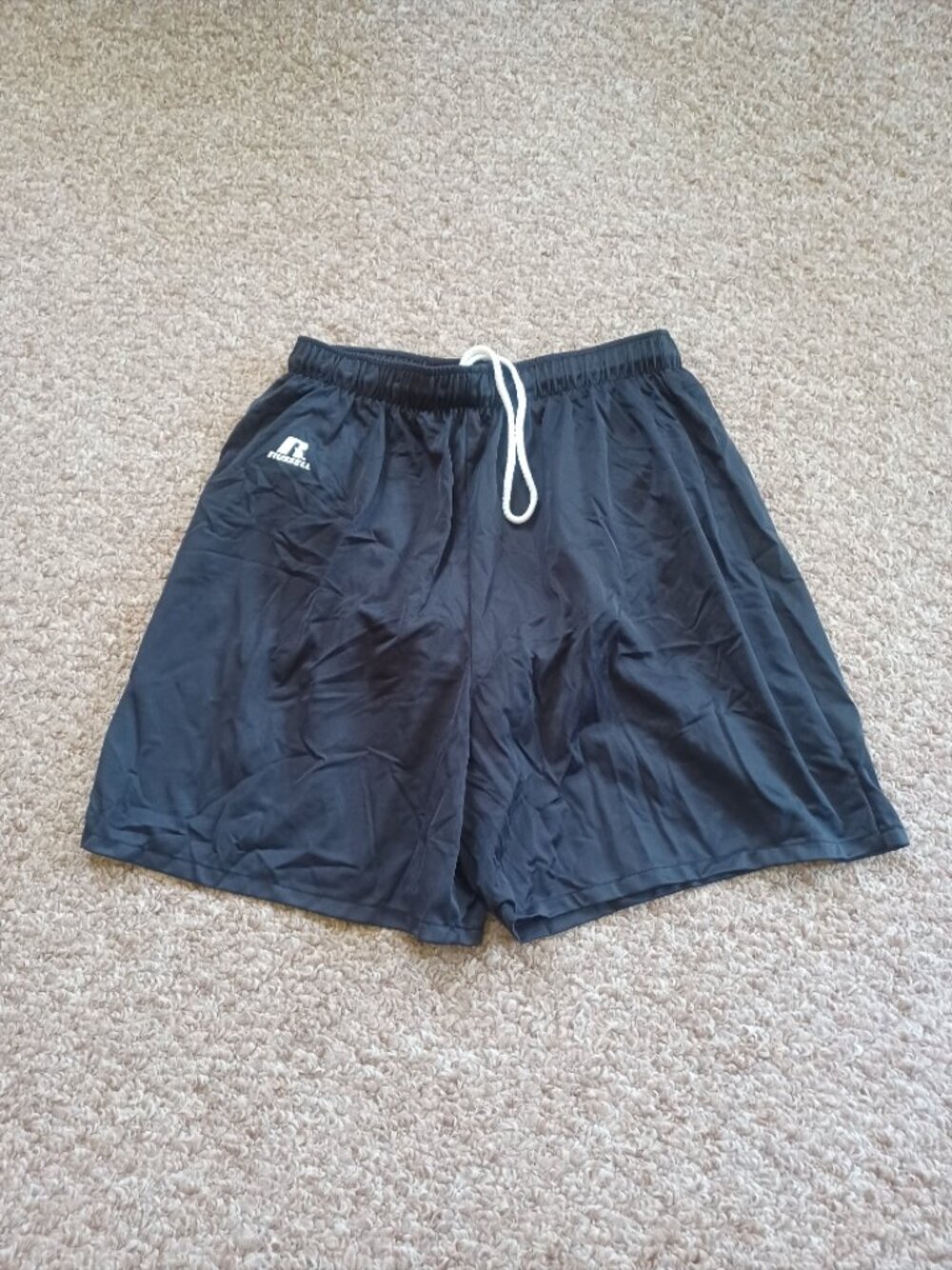 Vintage Y2K Russell Athletic 100% Nylon Training Shorts Black Men's Medium
